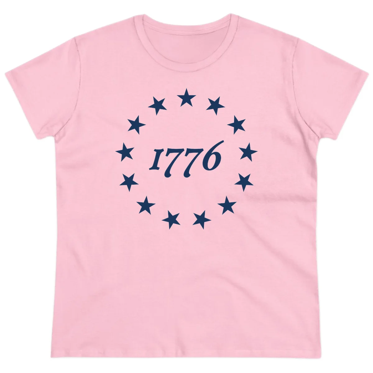 America 250th Anniversary EST 1776 Stars Ladies Tee in Light Pink