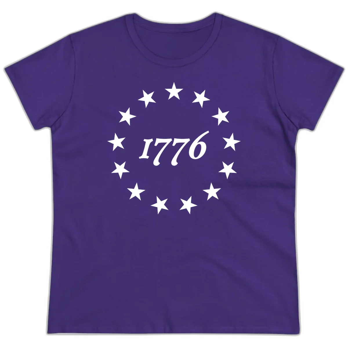 America 250th Anniversary EST 1776 Stars Ladies Tee in Purple
