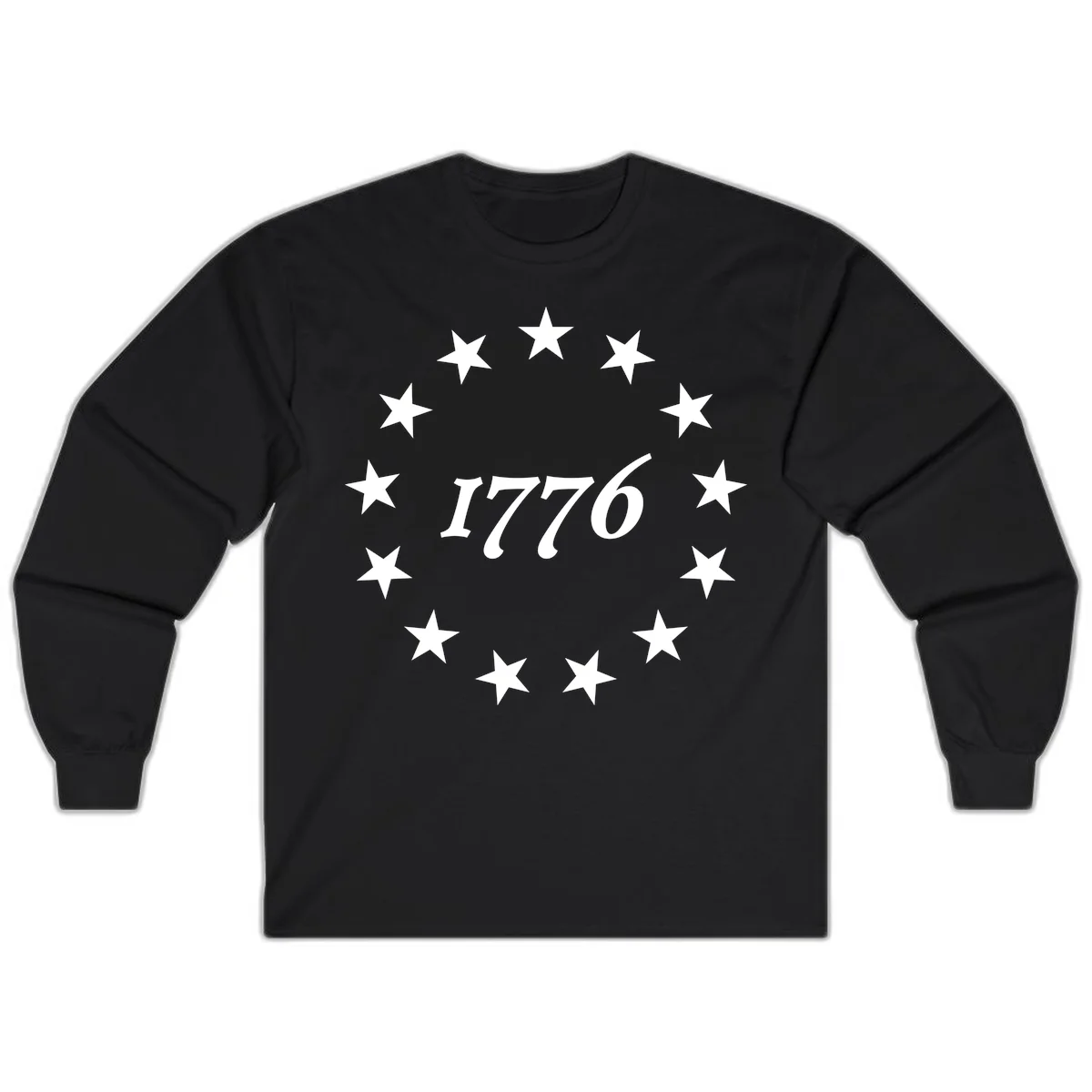 America 250th Anniversary EST 1776 Stars Long Sleeve in Black