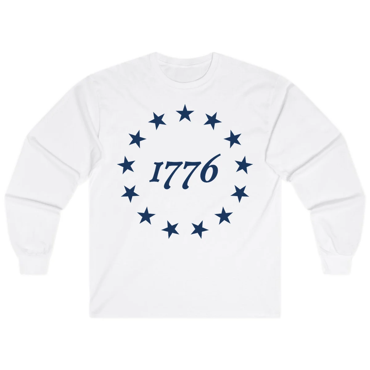 America 250th Anniversary EST 1776 Stars Long Sleeve in White