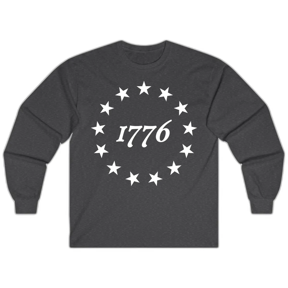 America 250th Anniversary EST 1776 Stars Long Sleeve in Dark Heather