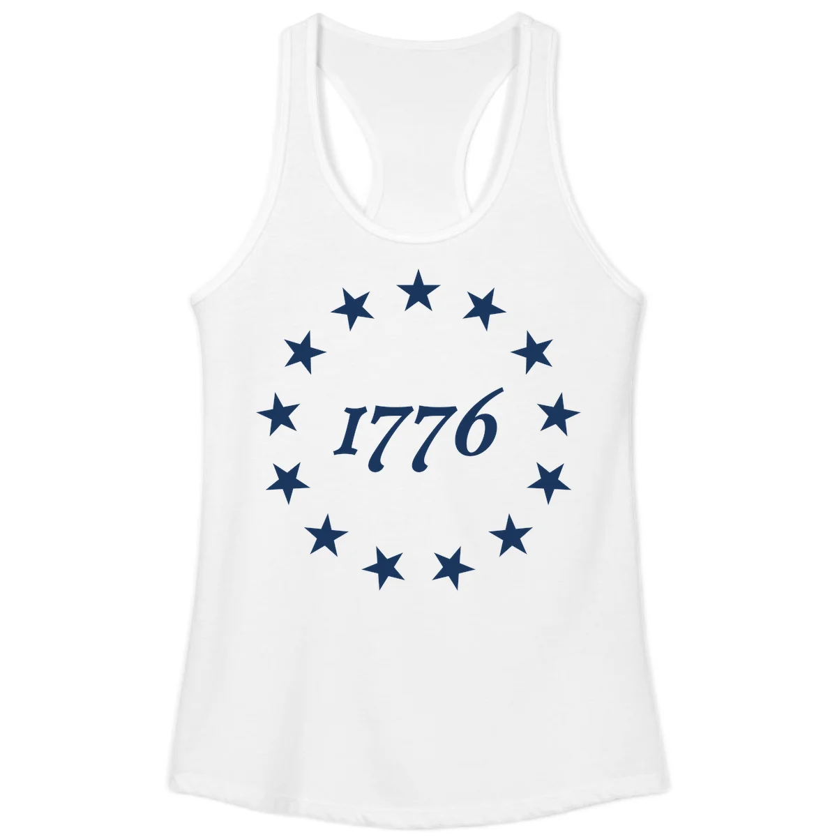America 250th Anniversary EST 1776 Stars Ladies Tank in White