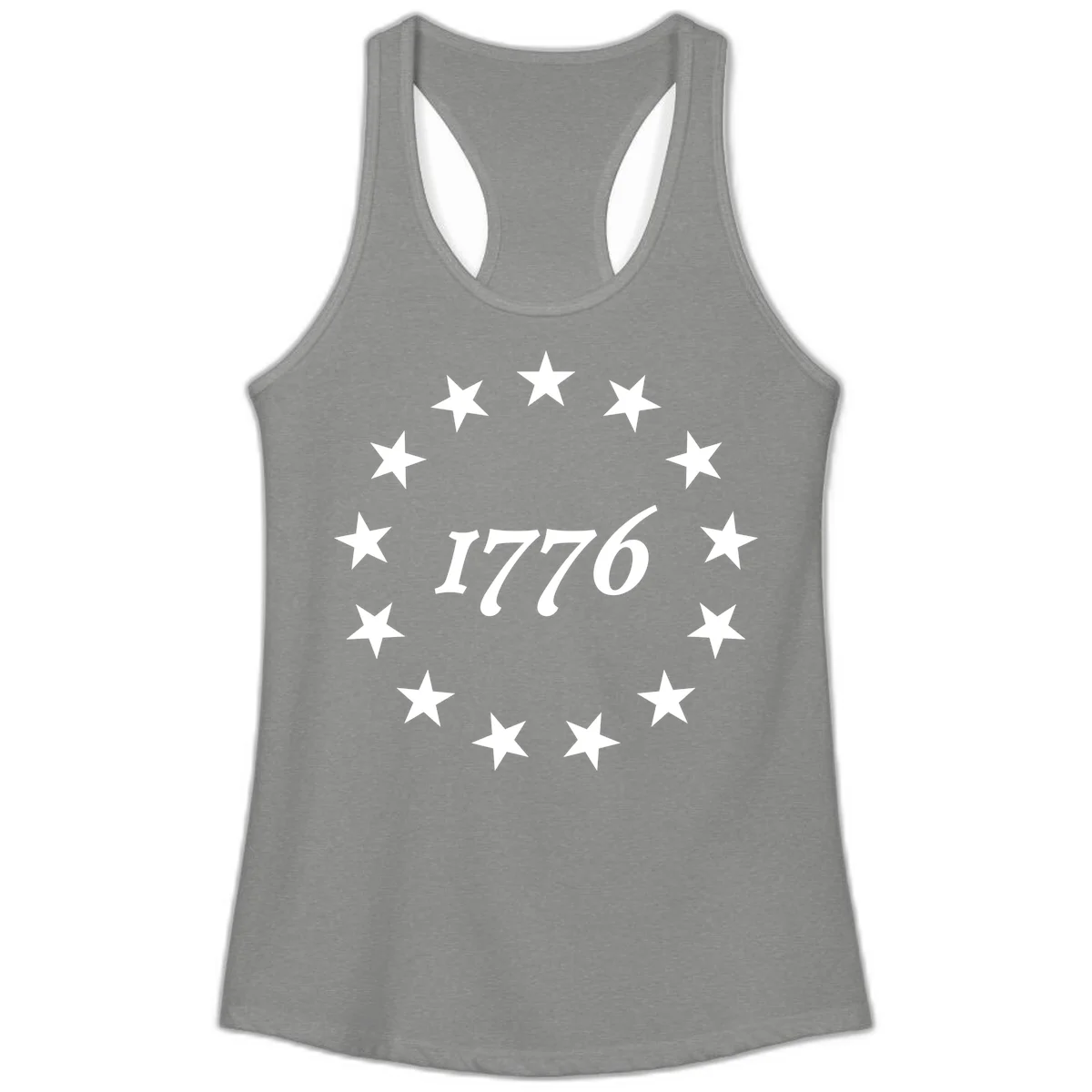 America 250th Anniversary EST 1776 Stars Ladies Tank in Heather Grey