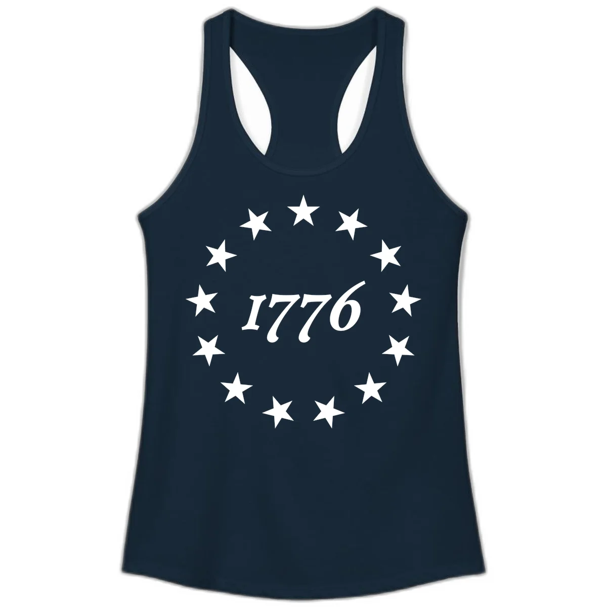 America 250th Anniversary EST 1776 Stars Ladies Tank in Solid Midnight Navy