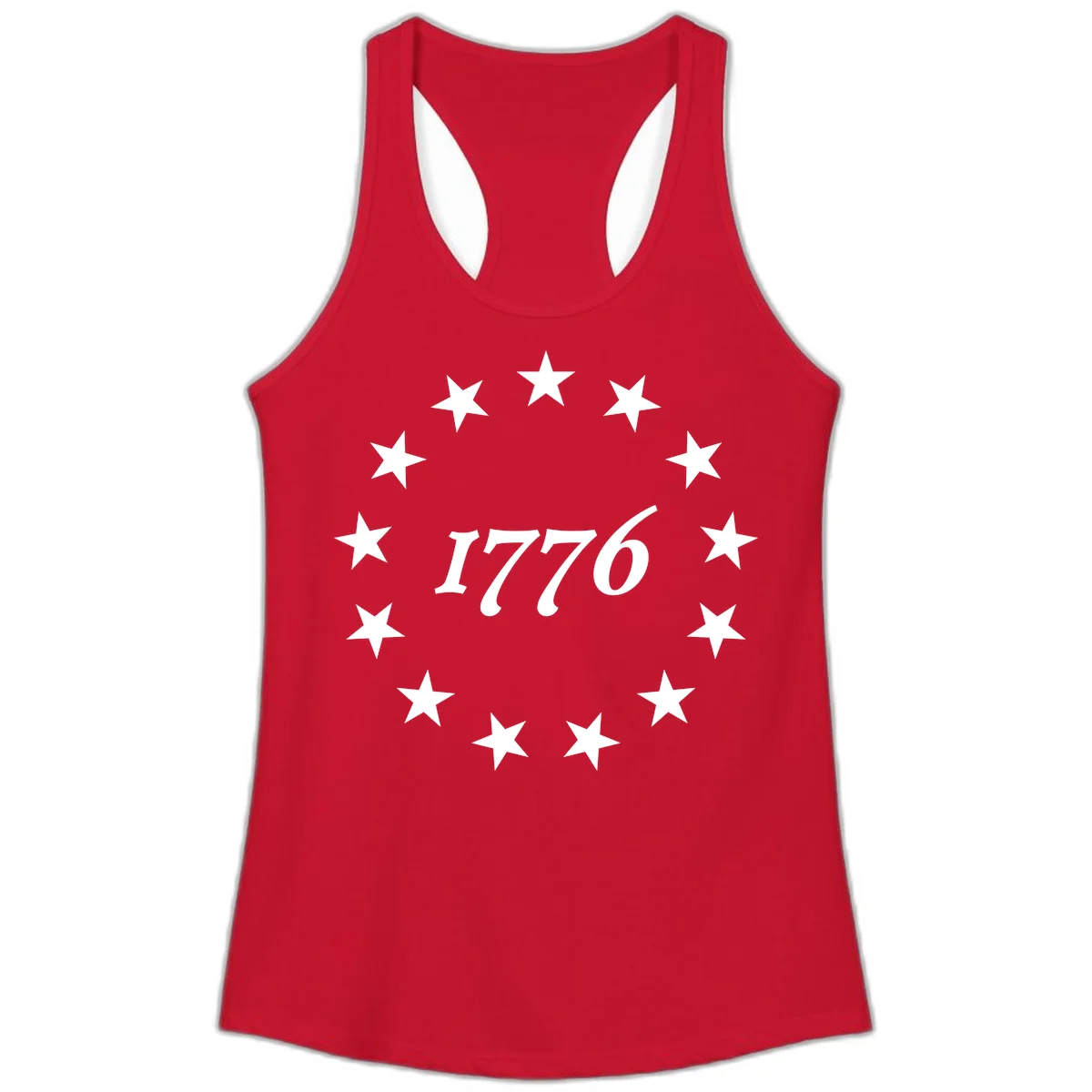 America 250th Anniversary EST 1776 Stars Ladies Tank in Solid Red