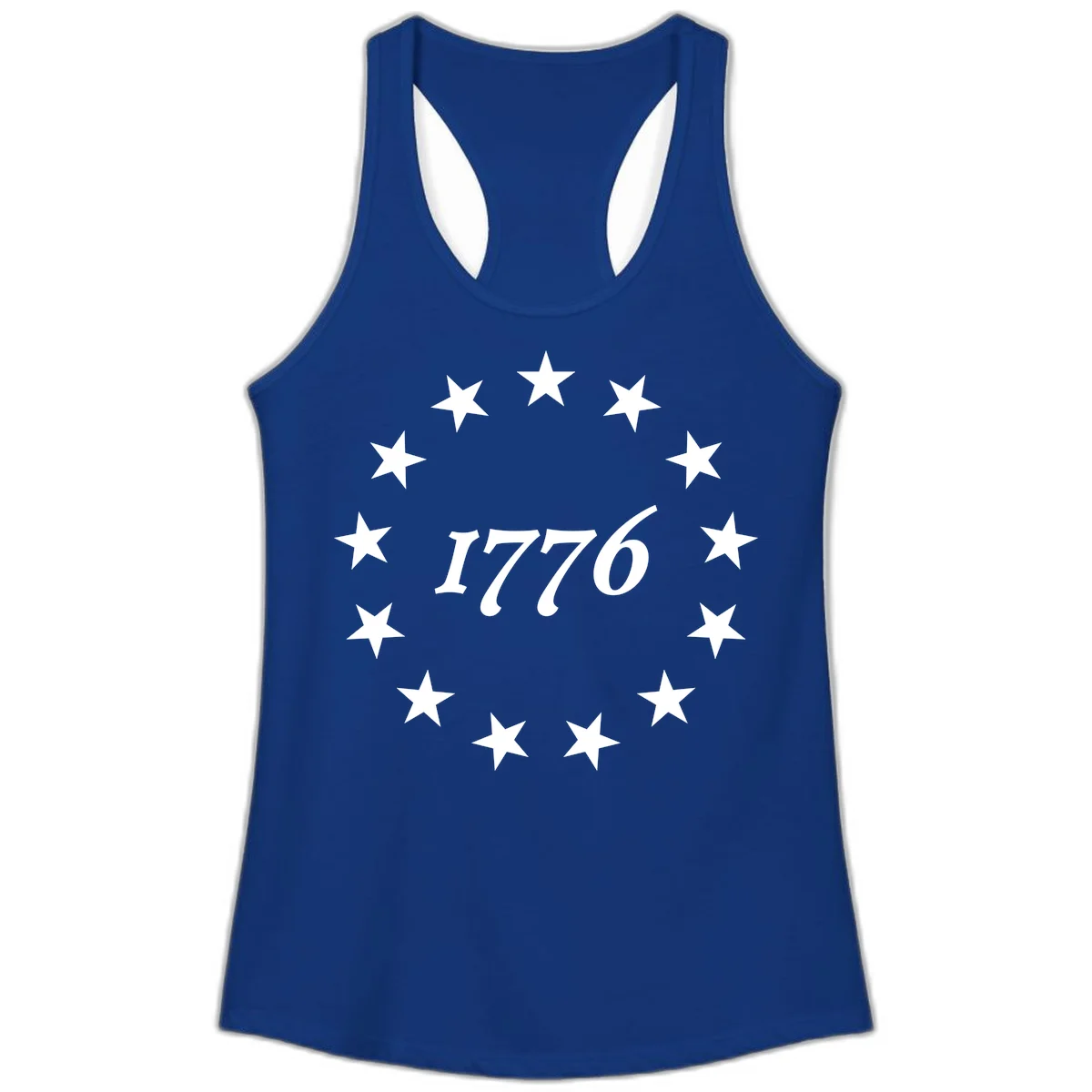 America 250th Anniversary EST 1776 Stars Ladies Tank in Solid Royal