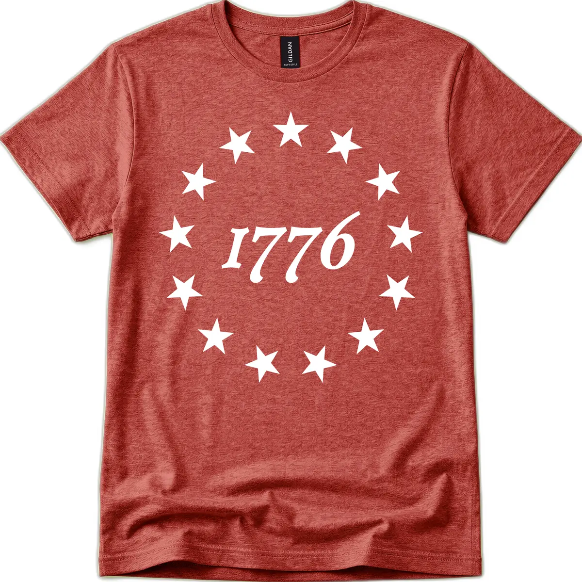 America 250th Anniversary EST 1776 Stars T-Shirt in Heather Cardinal