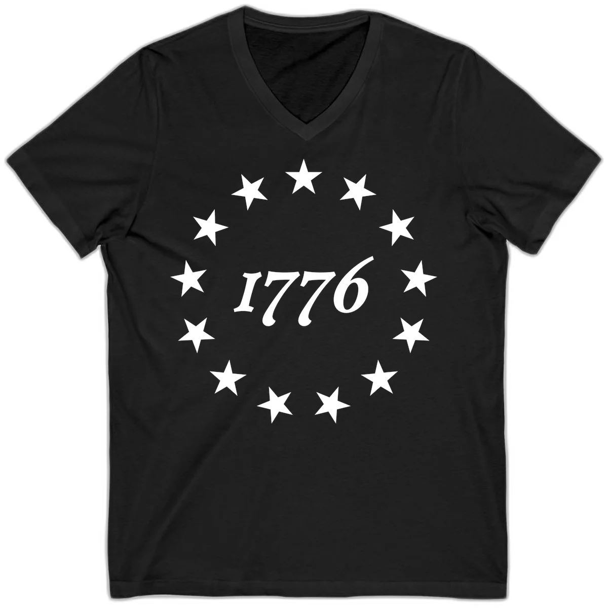 America 250th Anniversary EST 1776 Stars V-Neck in Black