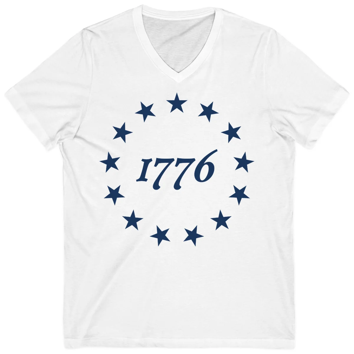 America 250th Anniversary EST 1776 Stars V-Neck in White