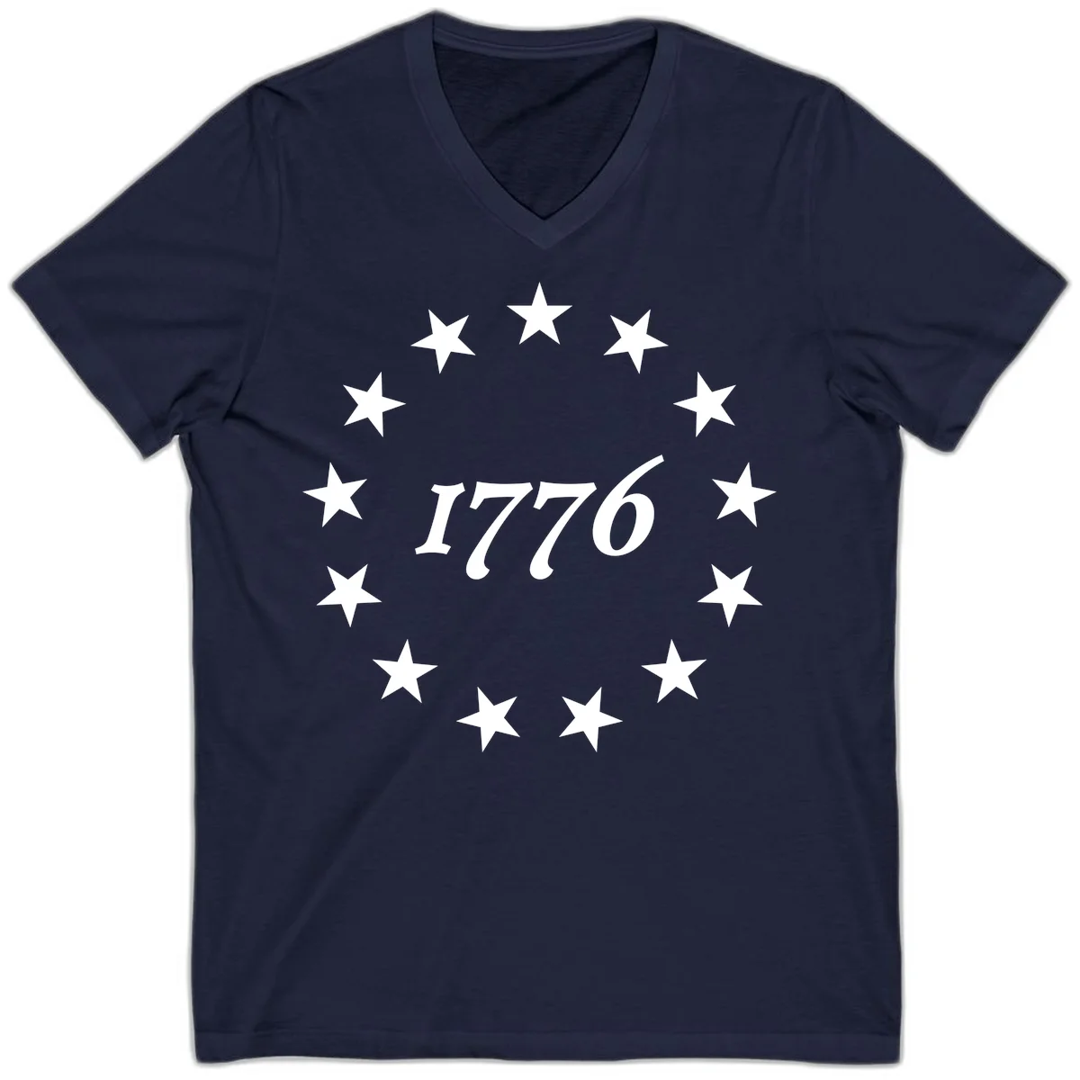 America 250th Anniversary EST 1776 Stars V-Neck in Navy