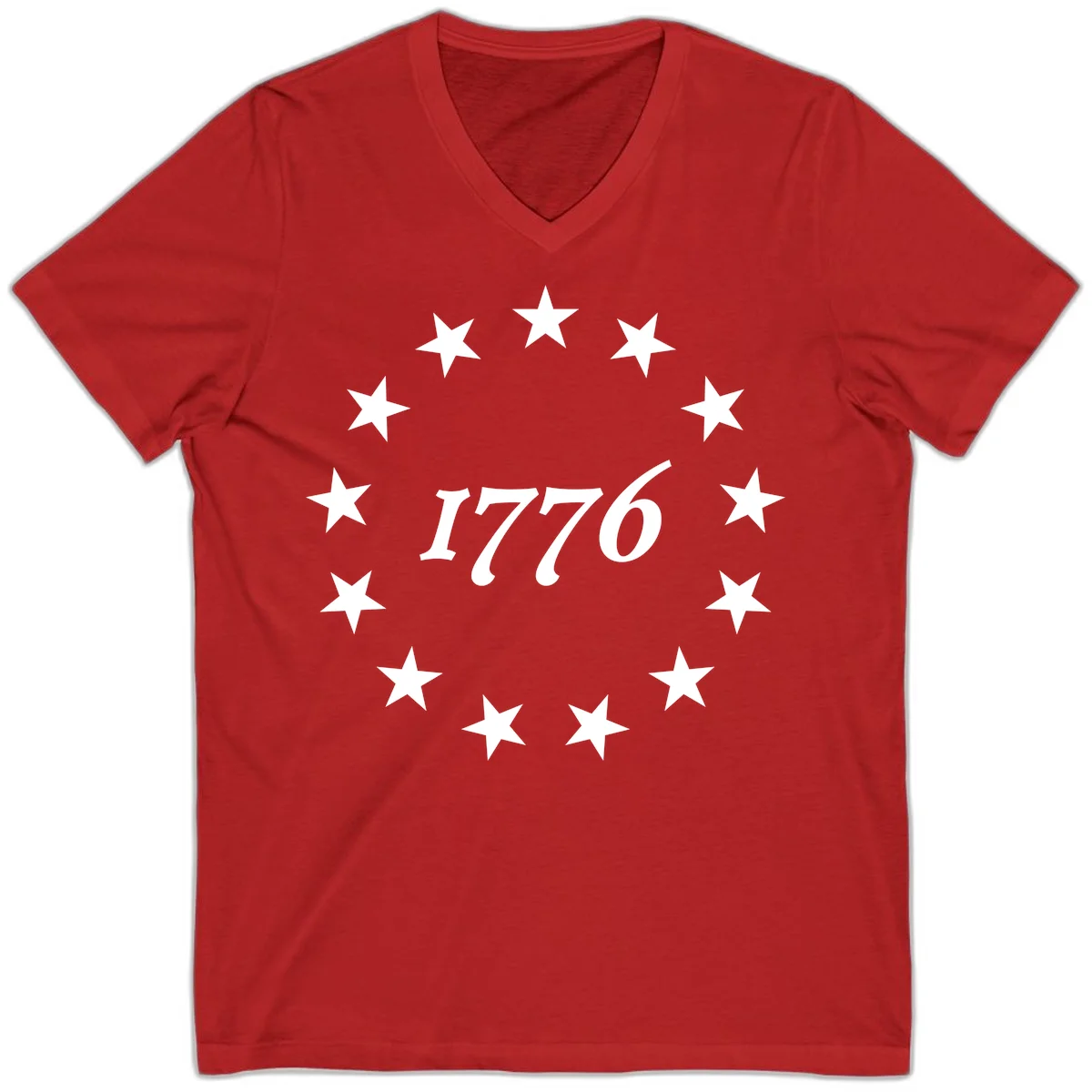 America 250th Anniversary EST 1776 Stars V-Neck in Red