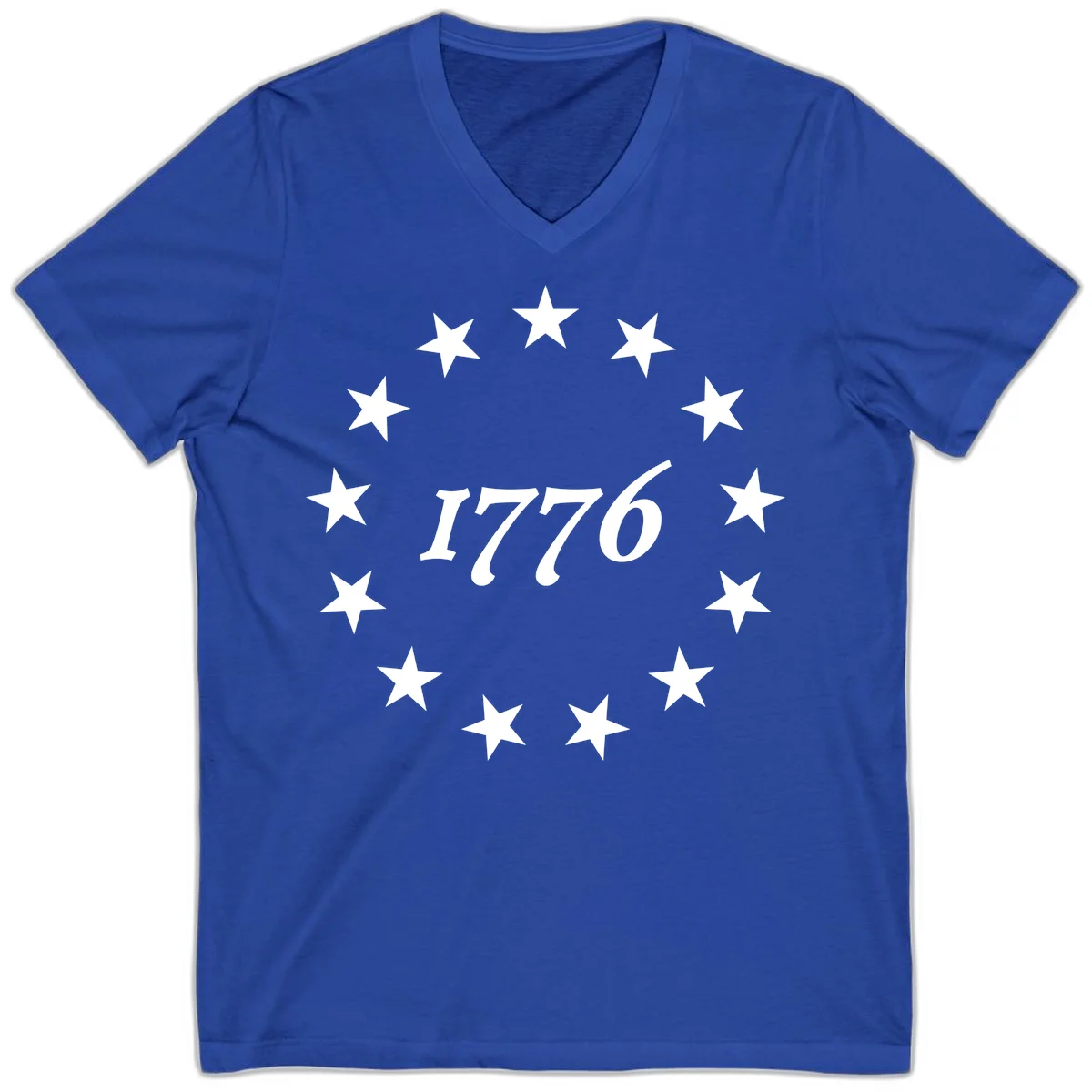 America 250th Anniversary EST 1776 Stars V-Neck in True Royal
