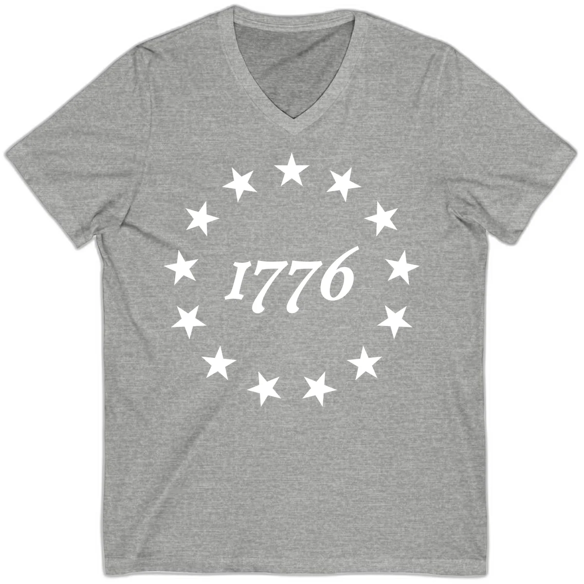 America 250th Anniversary EST 1776 Stars V-Neck in Athletic Heather