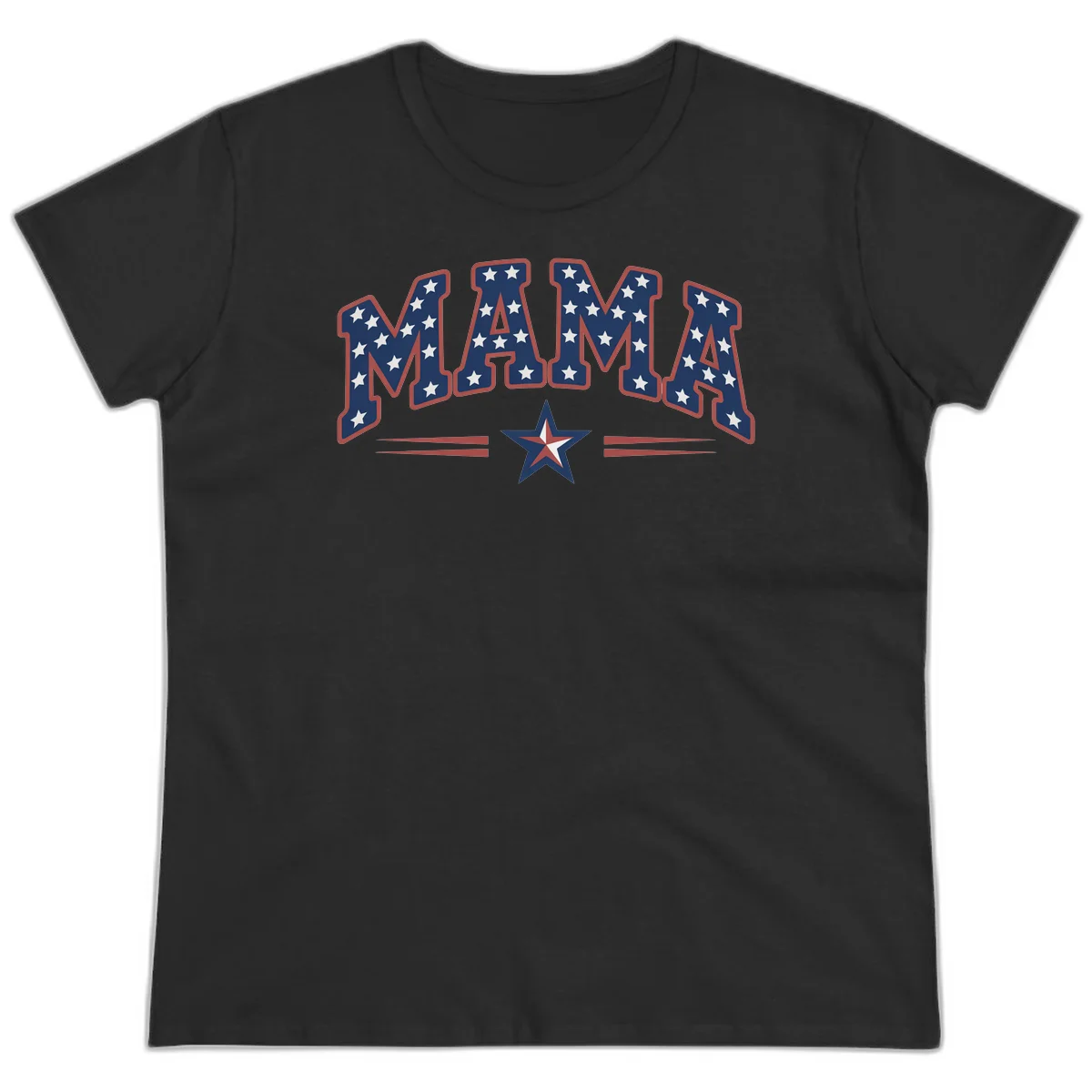 Star-Spangled Mama Ladies Tee in Black
