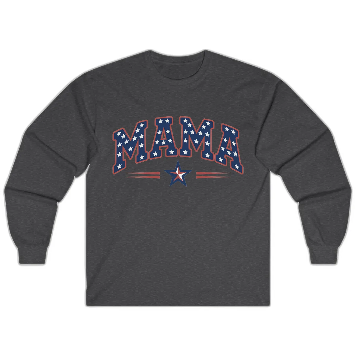 Star-Spangled Mama Patriotic Wordmark Long Sleeve in Dark Heather
