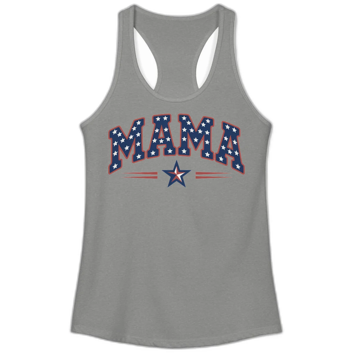 Star-Spangled Mama Ladies Tank in Heather Grey
