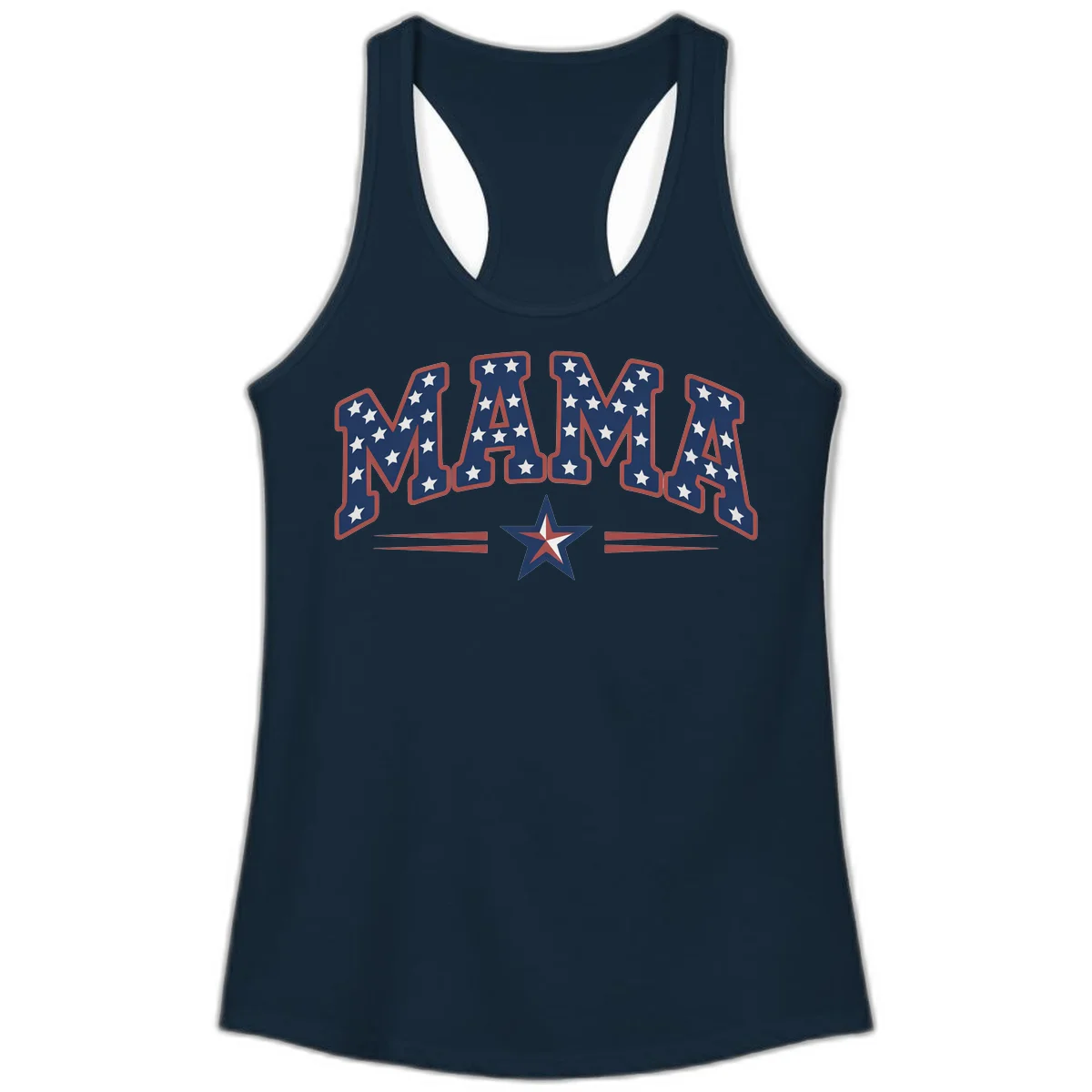 Star-Spangled Mama Ladies Tank in Solid Midnight Navy