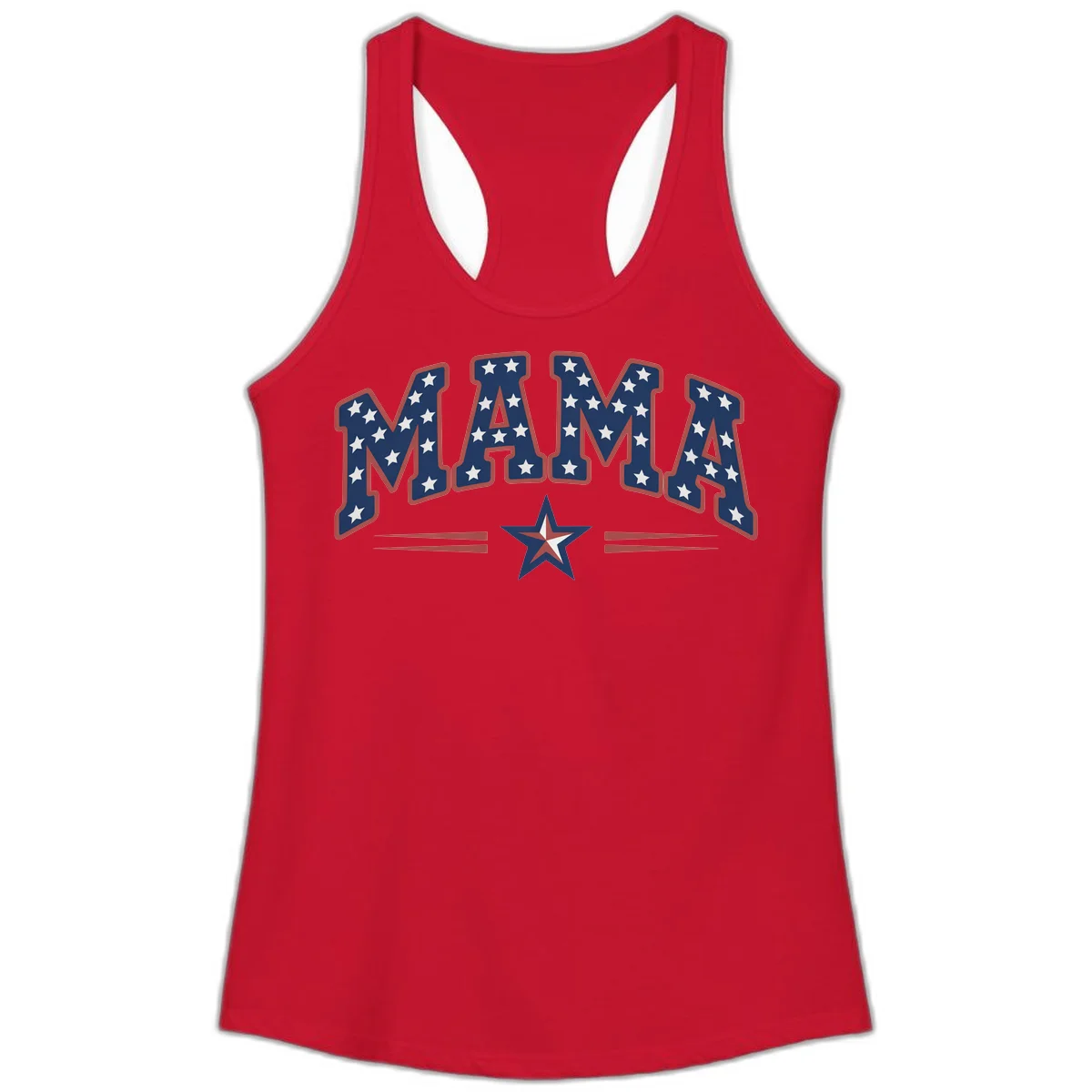Star-Spangled Mama Ladies Tank in Solid Red