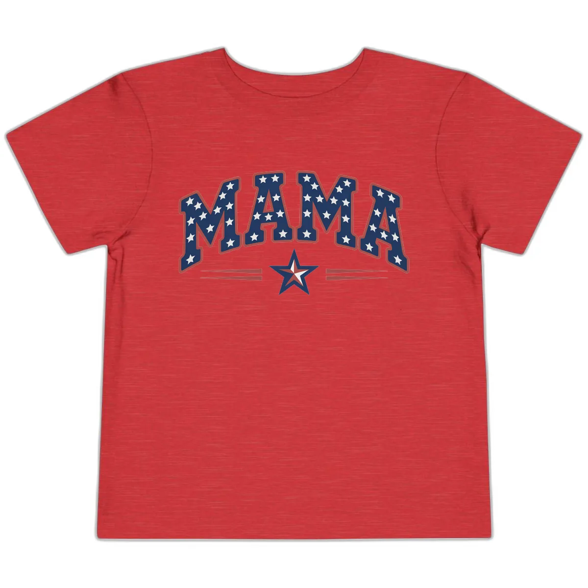 Star-Spangled Mama Patriotic Wordmark Toddler T-Shirt in Heather Red