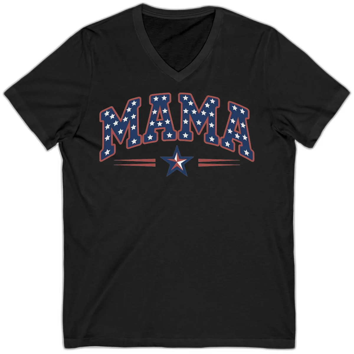 Star-Spangled Mama V-Neck in Black