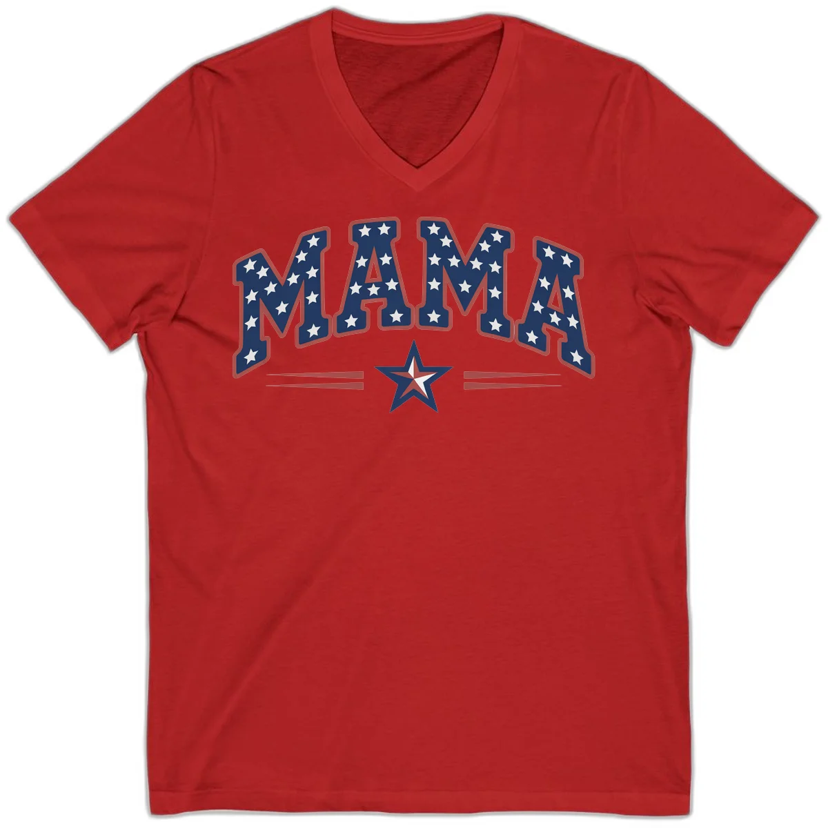 Star-Spangled Mama V-Neck in Red