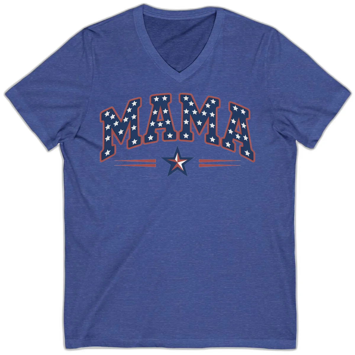 Star-Spangled Mama V-Neck in Heather True Royal