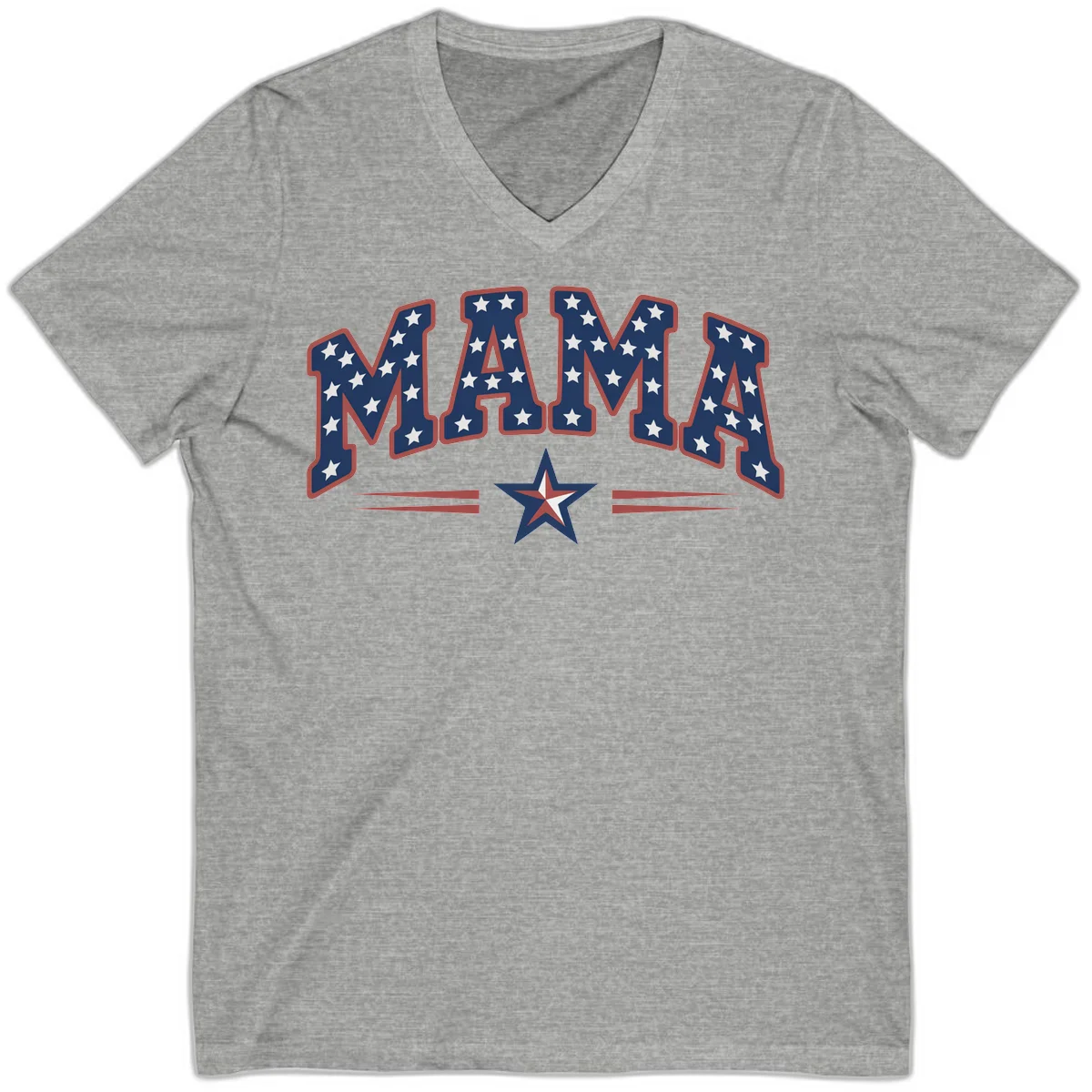 Star-Spangled Mama V-Neck in Athletic Heather