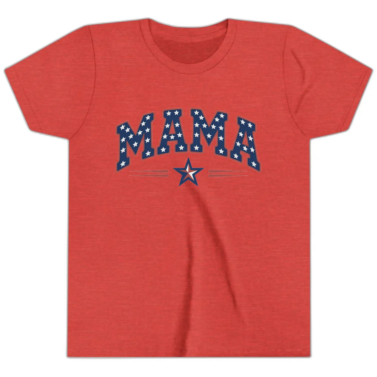 Star-Spangled Mama Patriotic Wordmark Youth T-Shirt in Heather Red