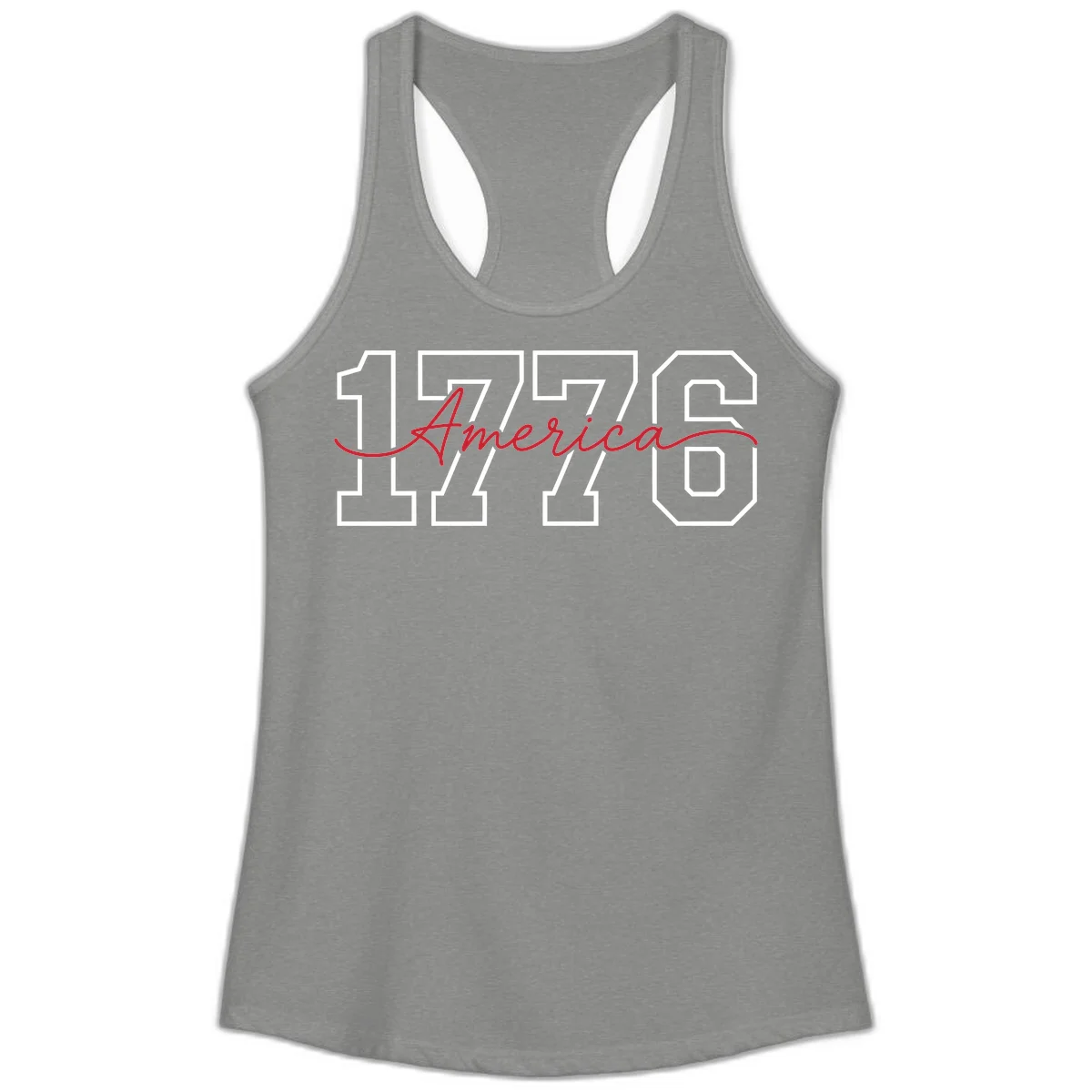 1776 America Semiquincentennial Celebration Ladies Tank in Heather Grey