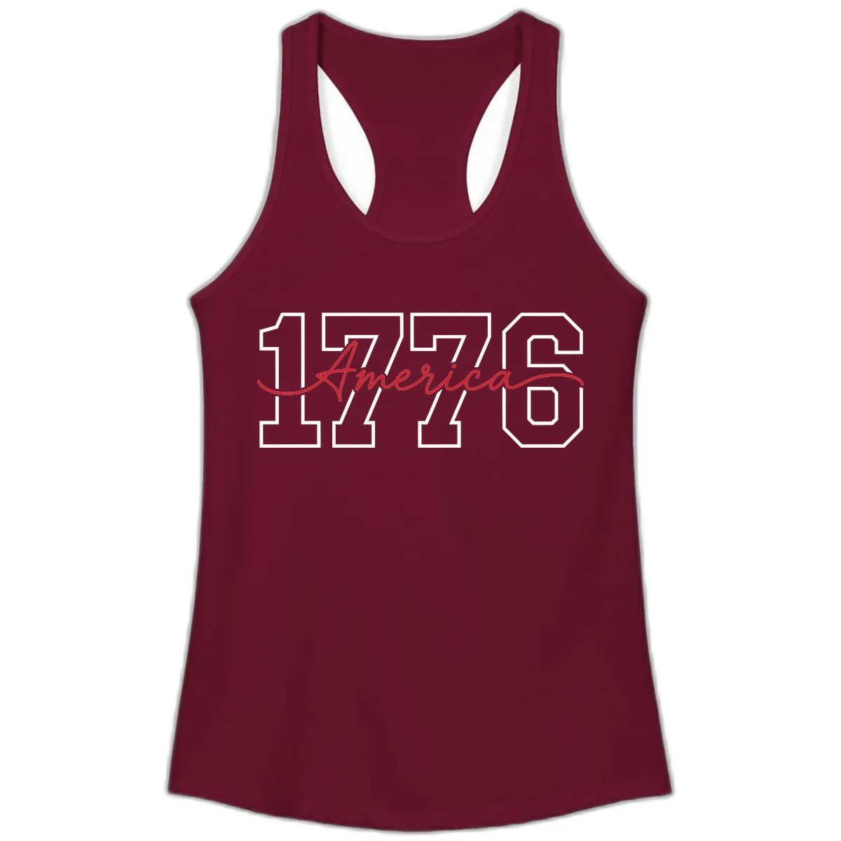 1776 America Semiquincentennial Celebration Ladies Tank in Solid Cardinal Red