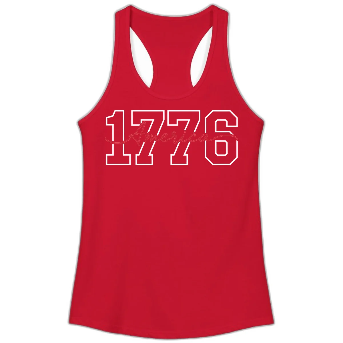 1776 America Semiquincentennial Celebration Ladies Tank in Solid Red
