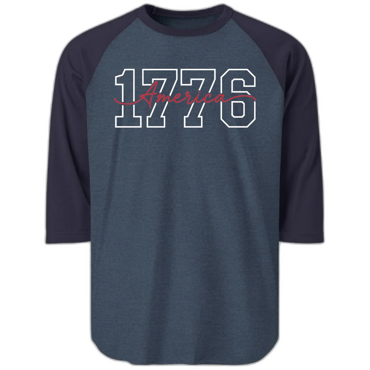 1776 America Semiquincentennial Celebration Raglan 3/4 in Heather Denim Navy