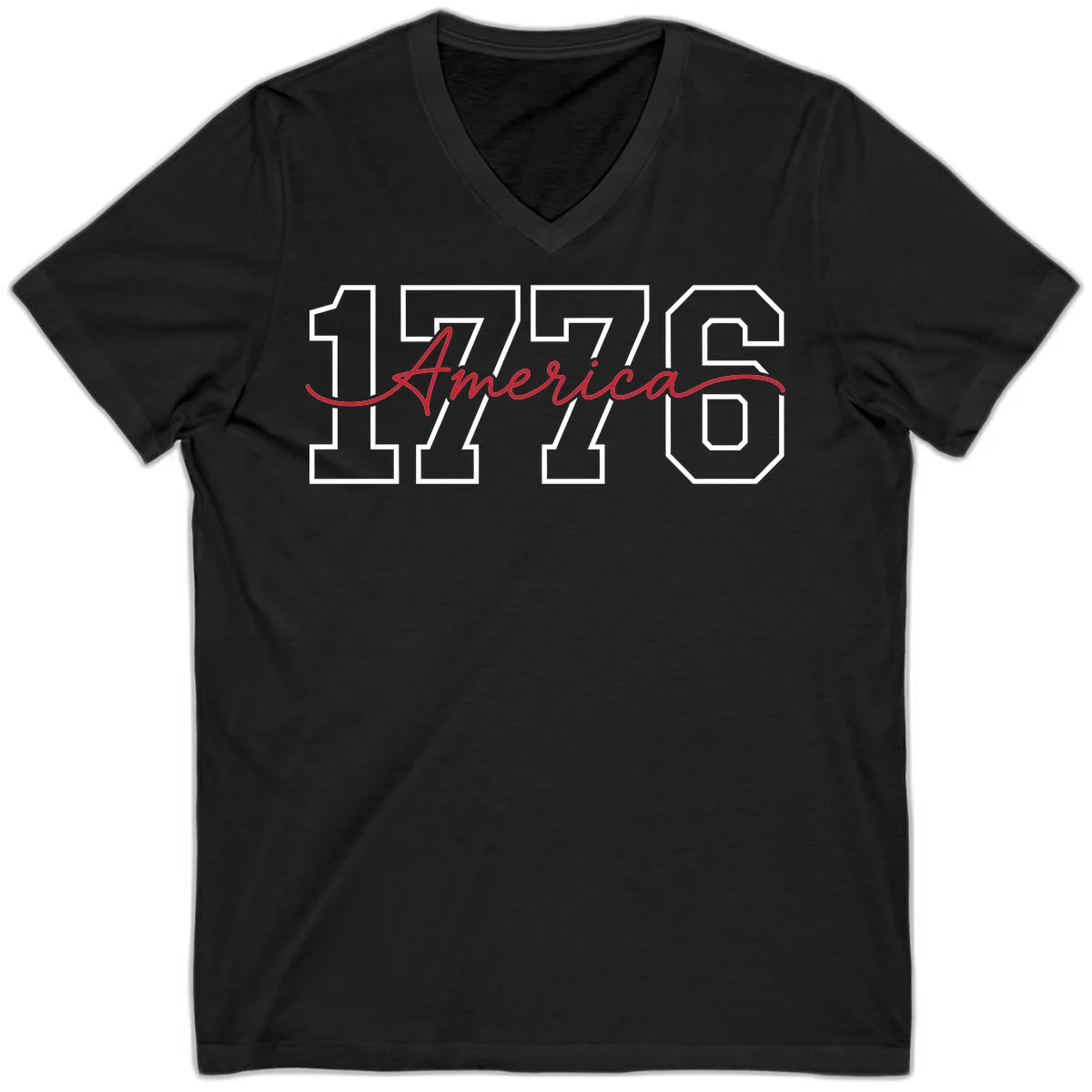 1776 America Semiquincentennial Celebration V-Neck in Black