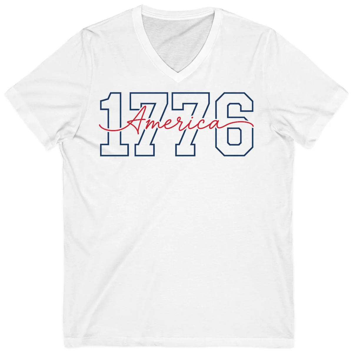 1776 America Semiquincentennial Celebration V-Neck in White