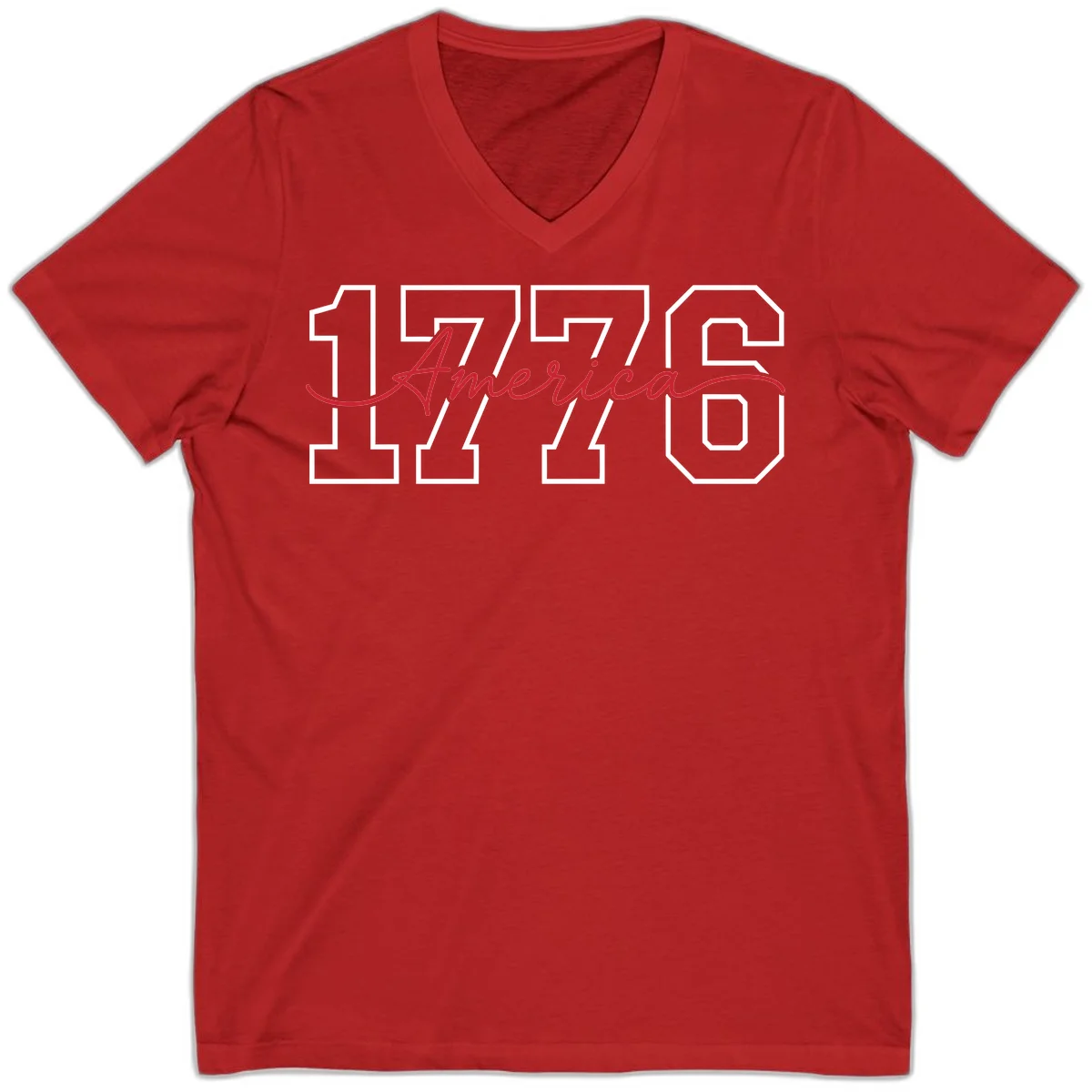 1776 America Semiquincentennial Celebration V-Neck in Red