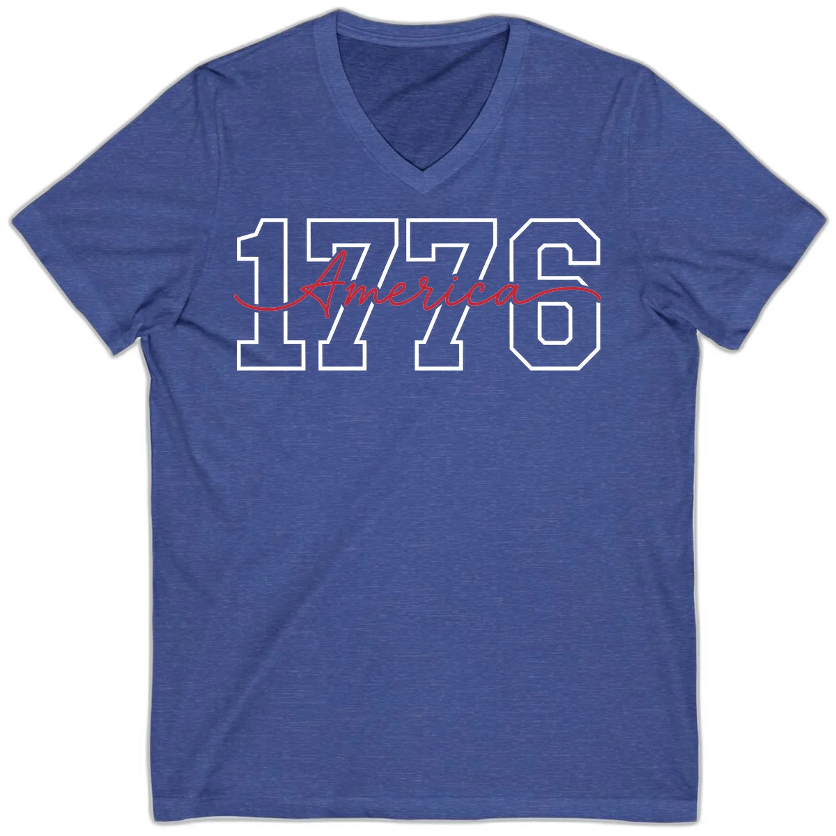 1776 America Semiquincentennial Celebration V-Neck in Heather True Royal