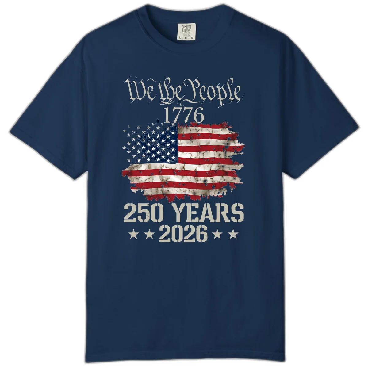 We The People 1776 Distressed Flag Comfort Tee in Navy