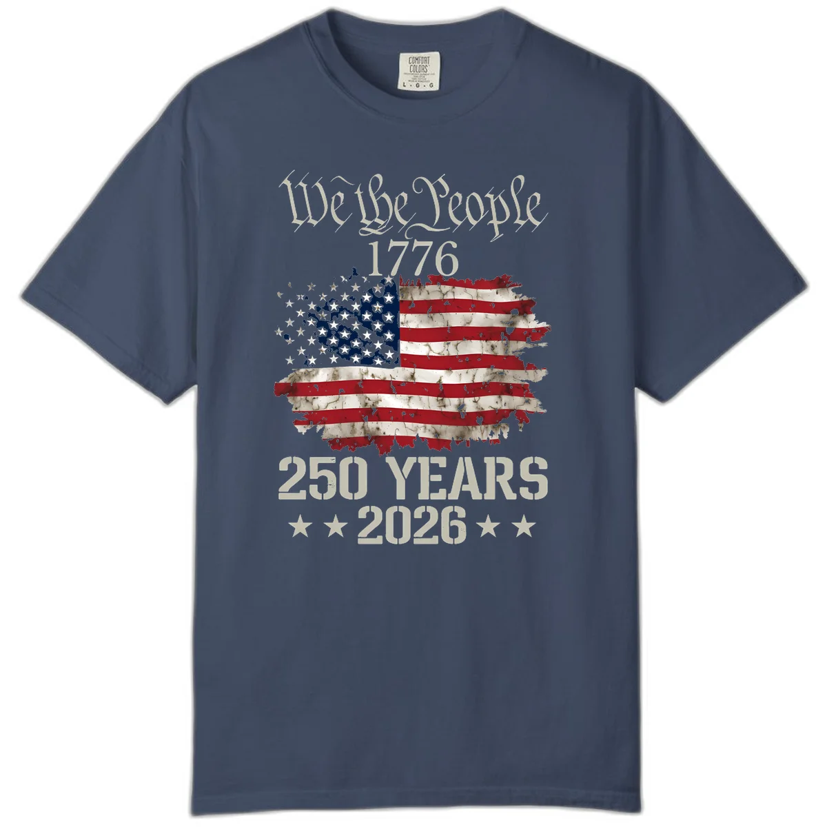 We The People 1776 Distressed Flag Comfort Tee in Midnight