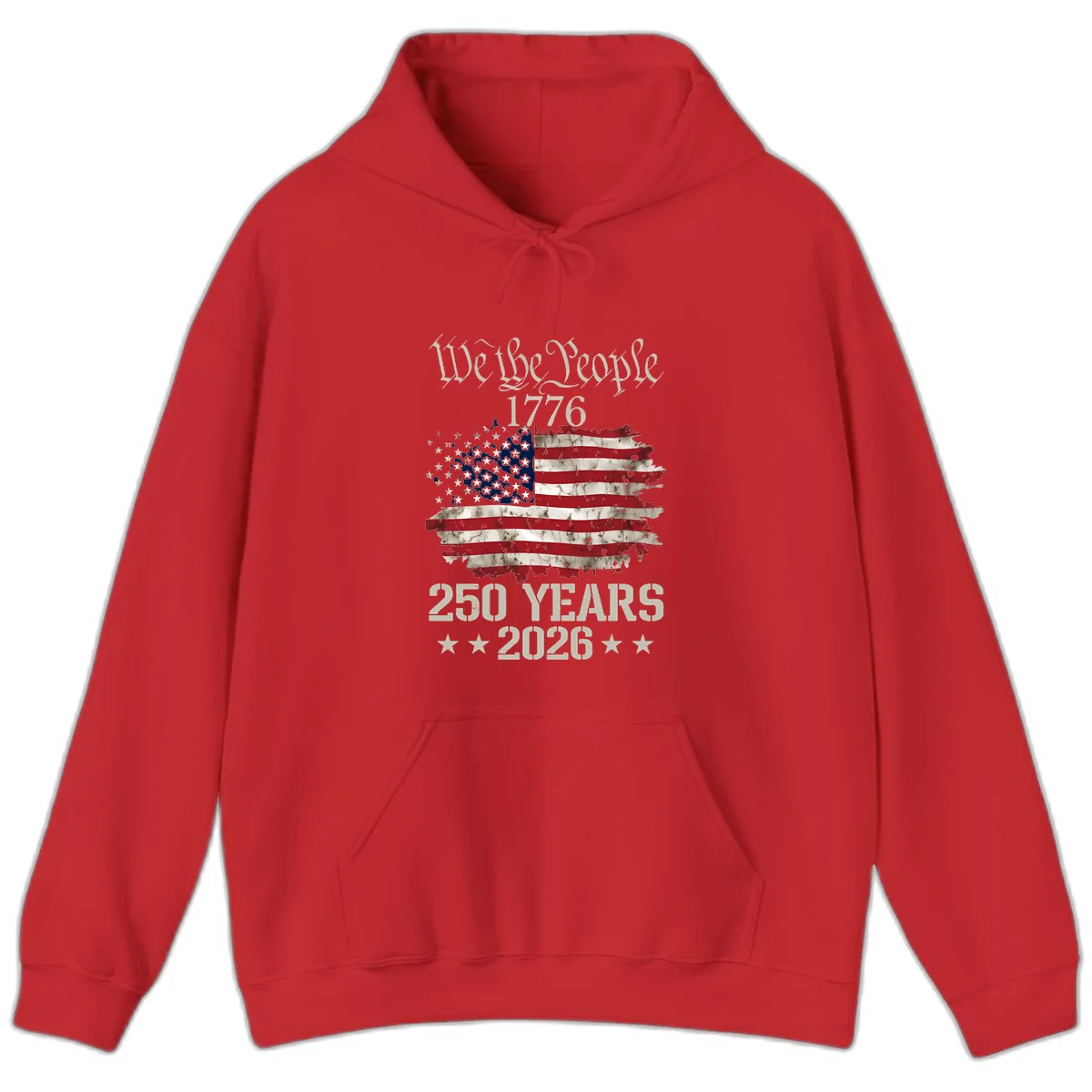 We The People 1776 Distressed Flag Hoodie in Red