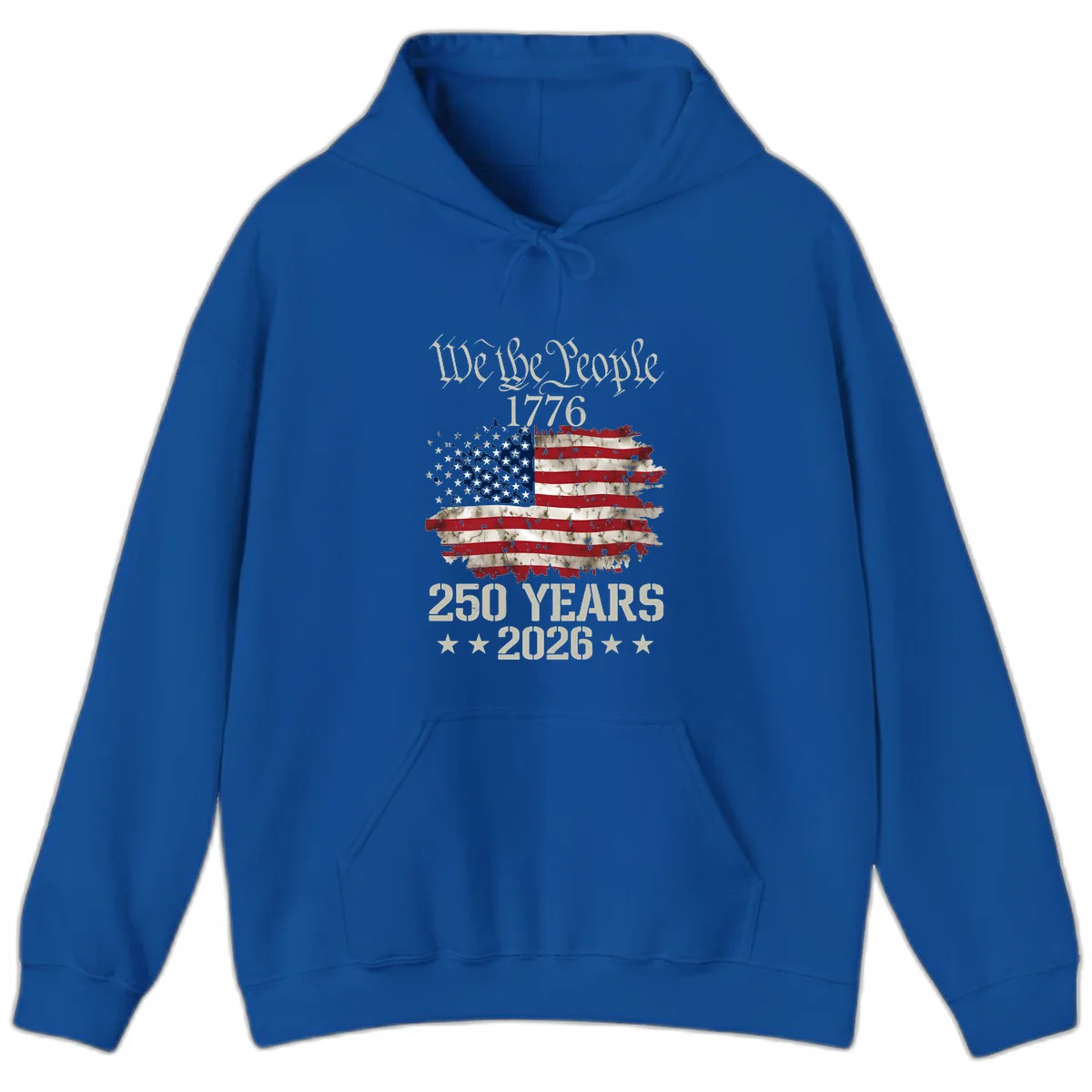 We The People 1776 Distressed Flag Hoodie in Royal