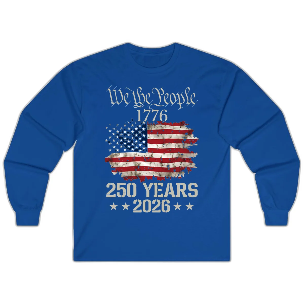 We The People 1776 Distressed Flag Long Sleeve in Royal
