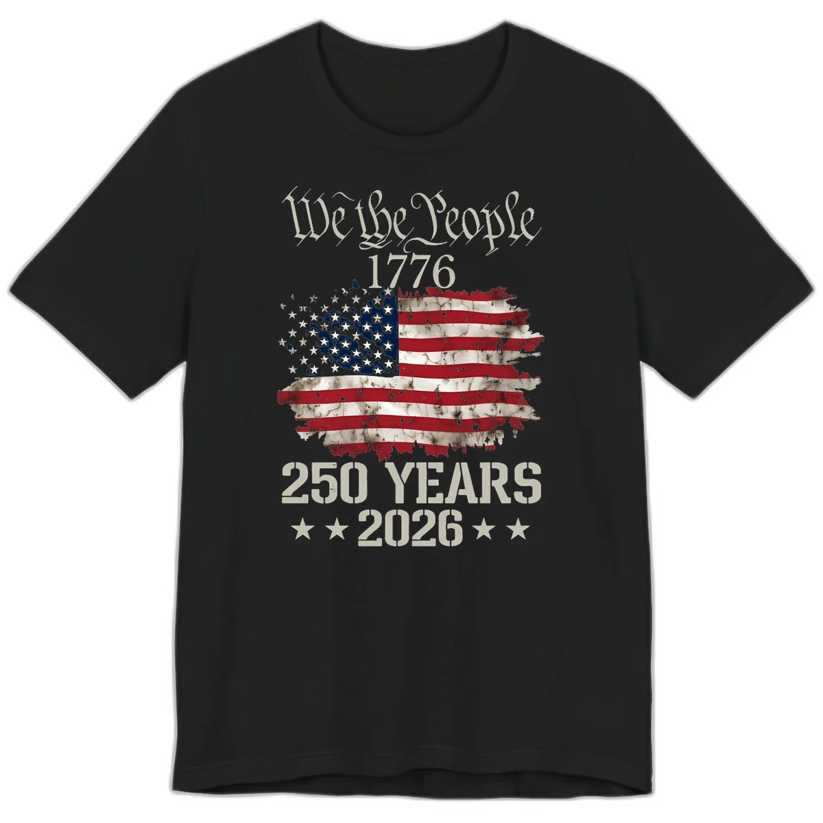 We The People 1776 Distressed Flag Premium T-Shirt in Black
