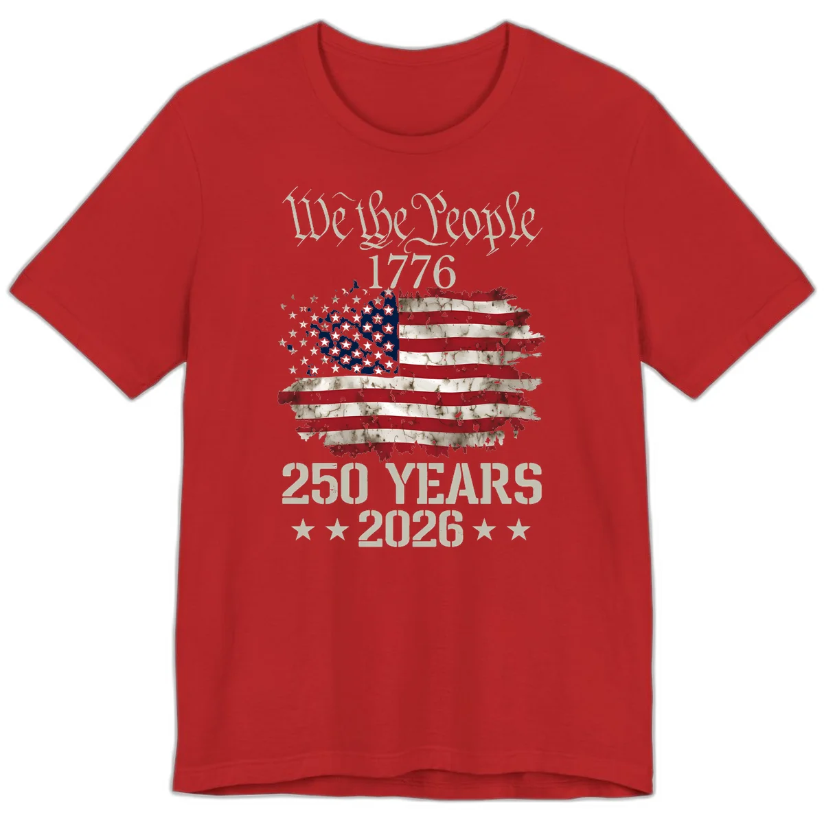 We The People 1776 Distressed Flag Premium T-Shirt in Red