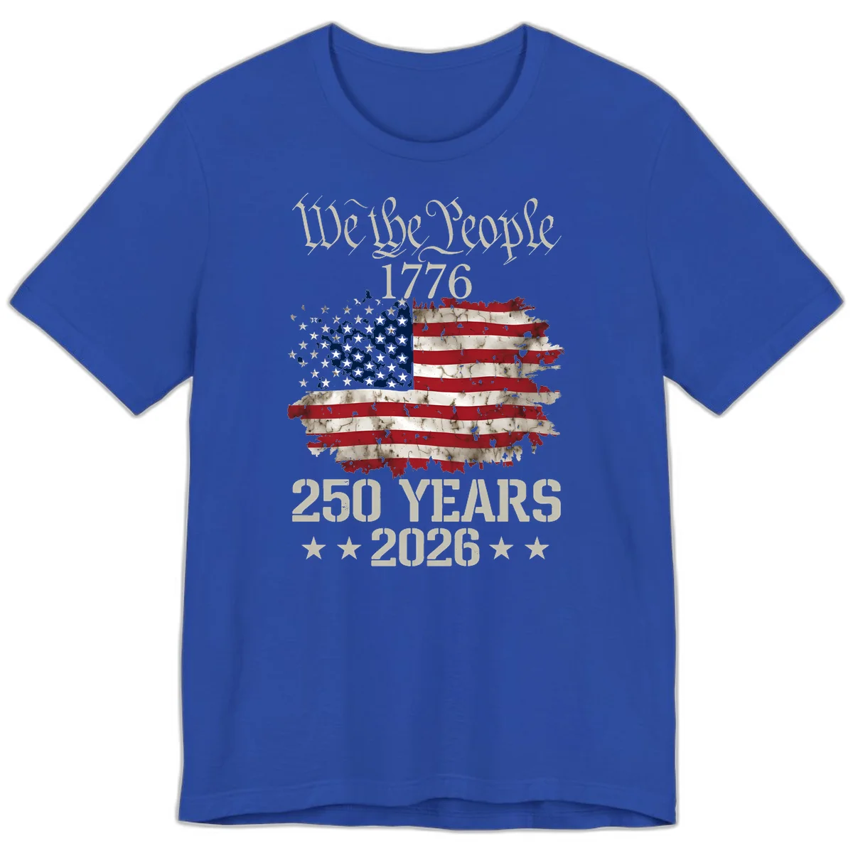We The People 1776 Distressed Flag Premium T-Shirt in True Royal