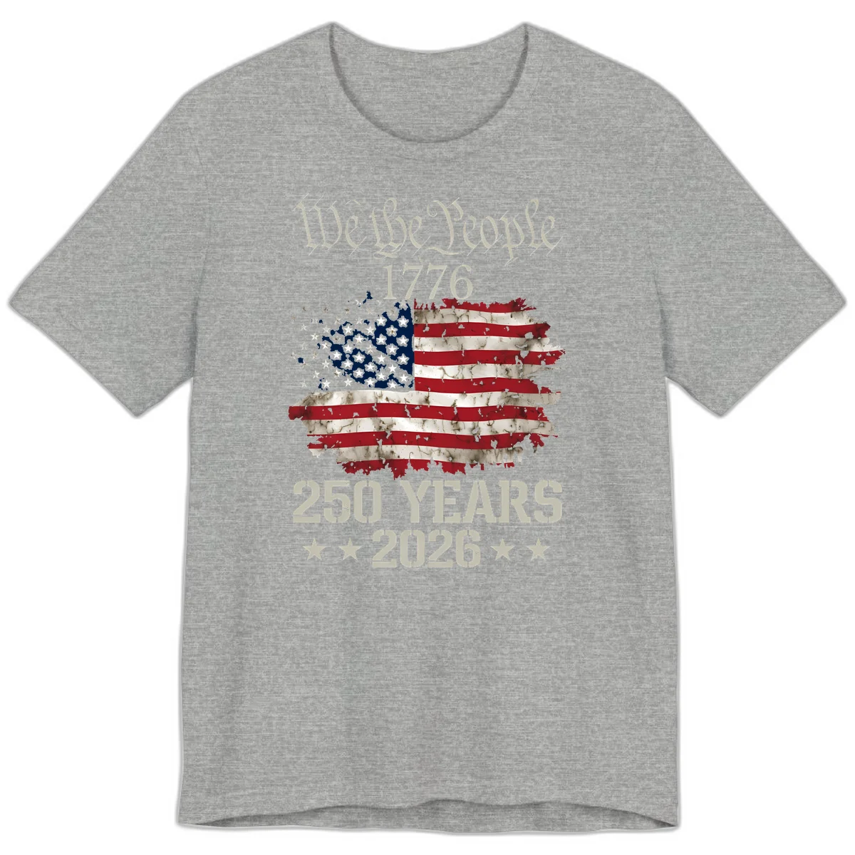 We The People 1776 Distressed Flag Premium T-Shirt in Athletic Heather