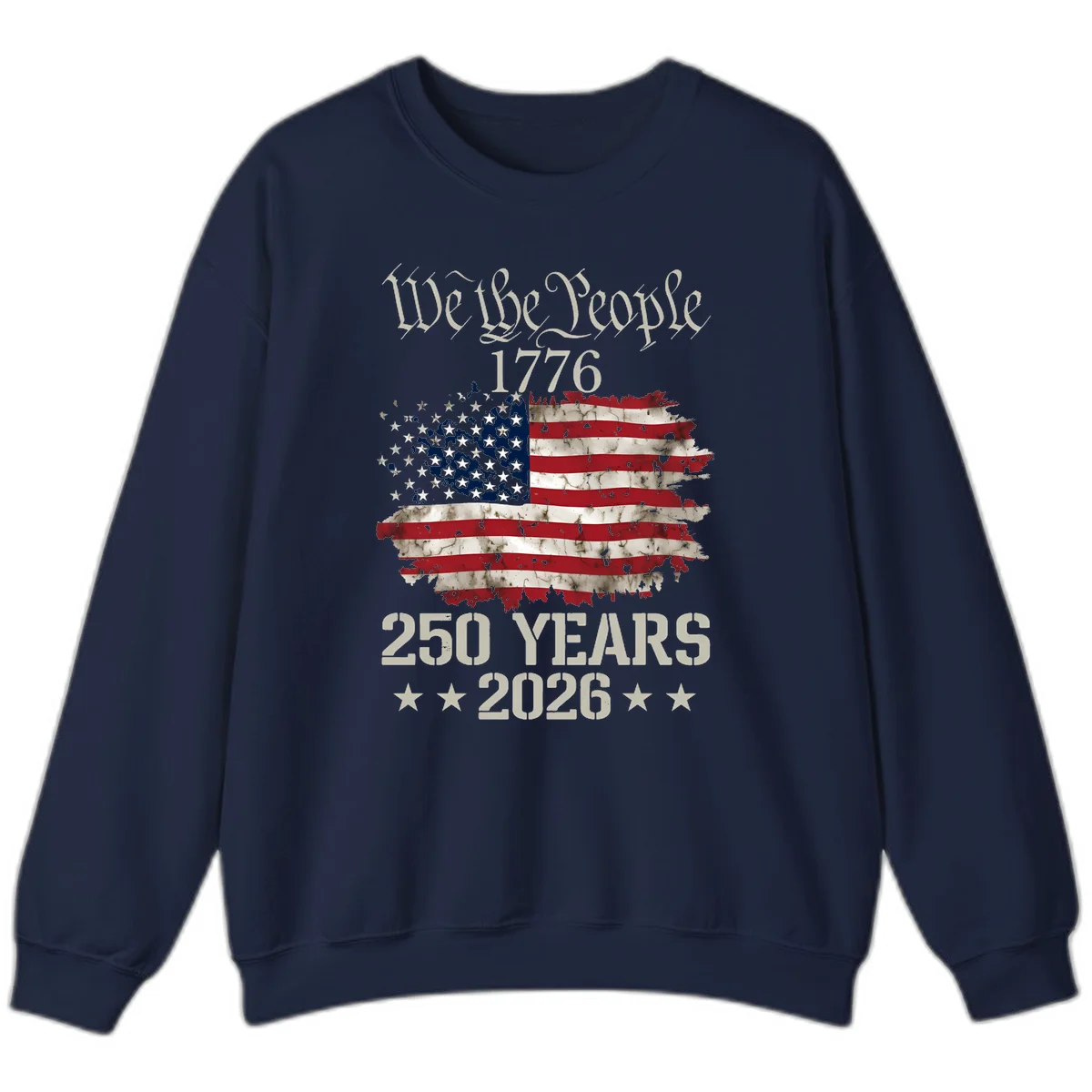 We The People 1776 Distressed Flag Sweatshirt in Navy