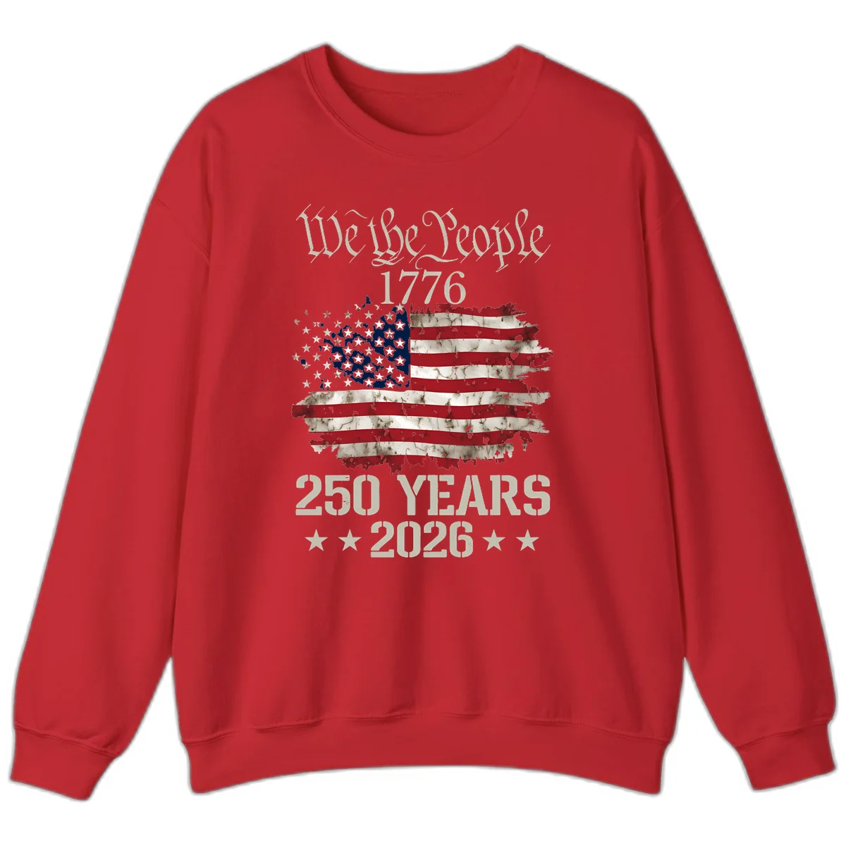 We The People 1776 Distressed Flag Sweatshirt in Red