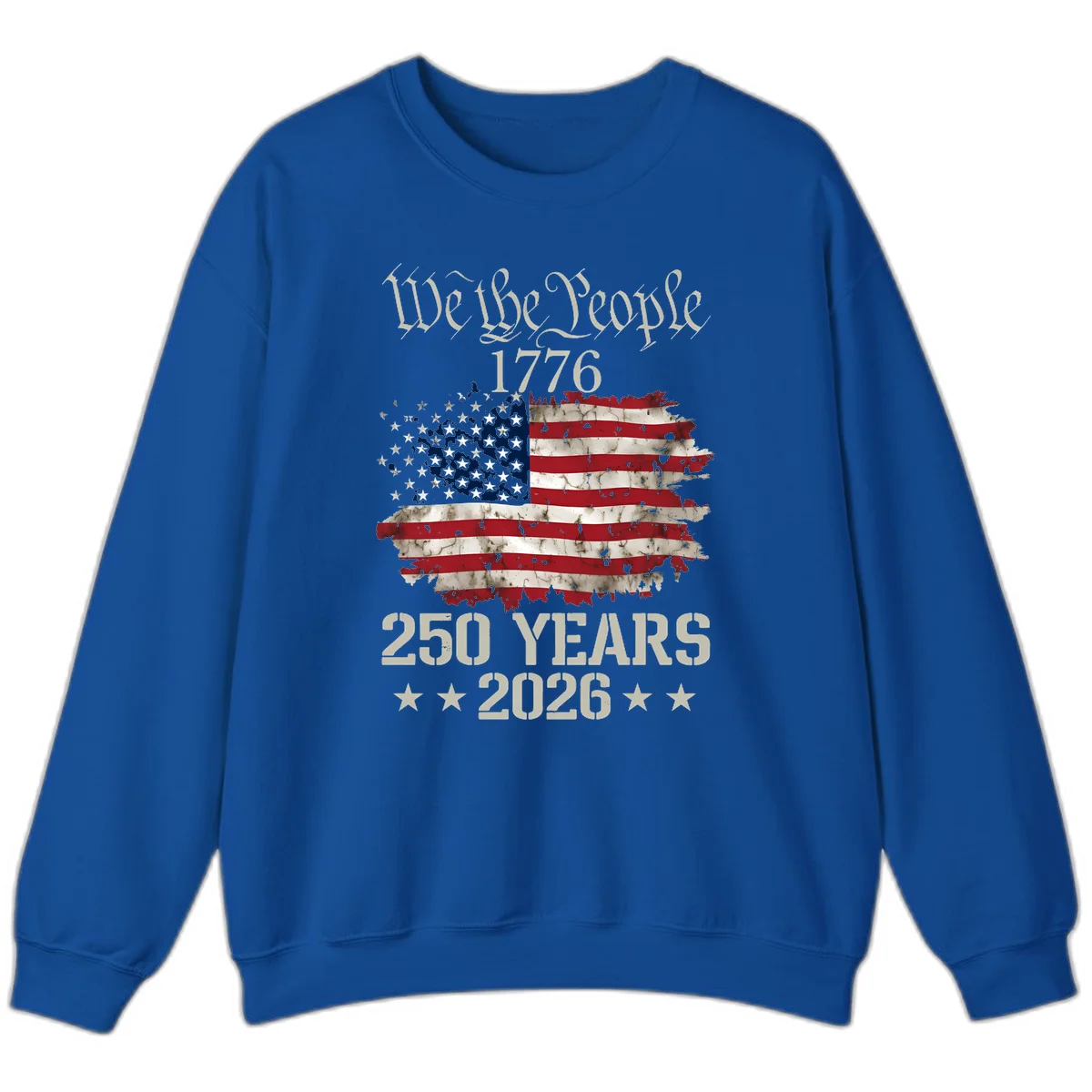We The People 1776 Distressed Flag Sweatshirt in Royal