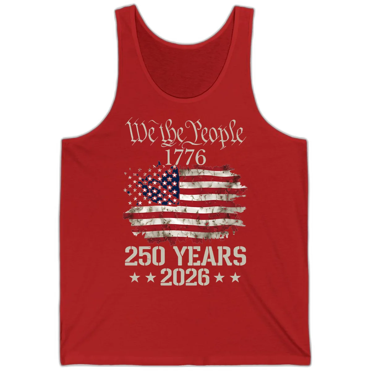 We The People 1776 Distressed Flag Tank in Red