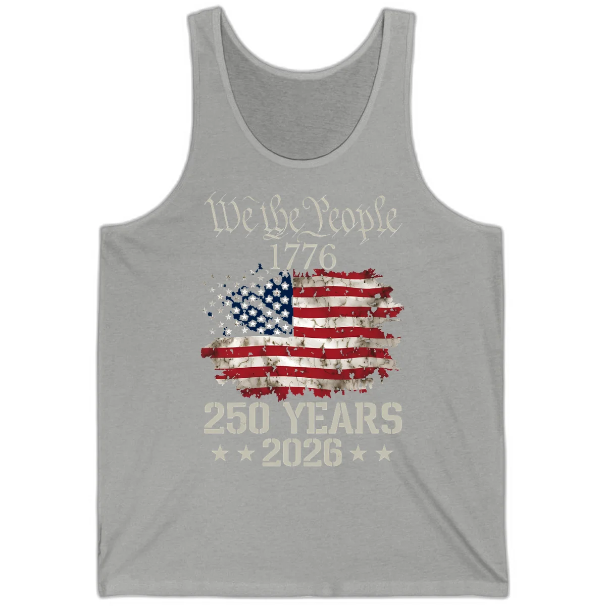 We The People 1776 Distressed Flag Tank in Athletic Heather